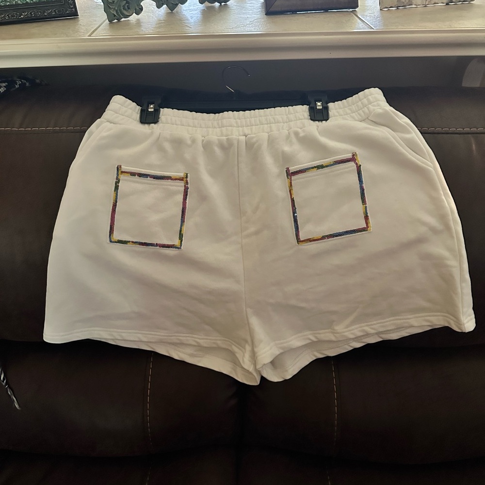 QUEEN OF SPARKLES White Athletic Shorts